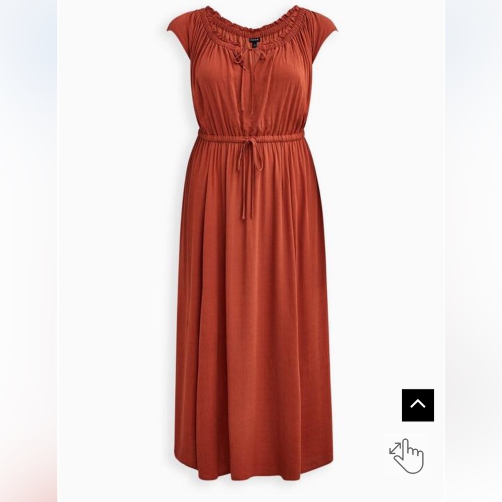 Torrid Auburn Orange Tie Front Slit Maxi Dress, 00X, NWT